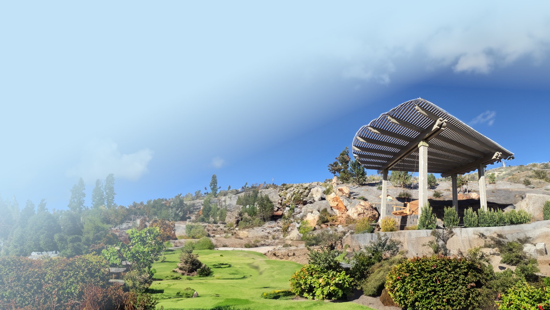 Freestanding lattice structure set against a desert rock landscape