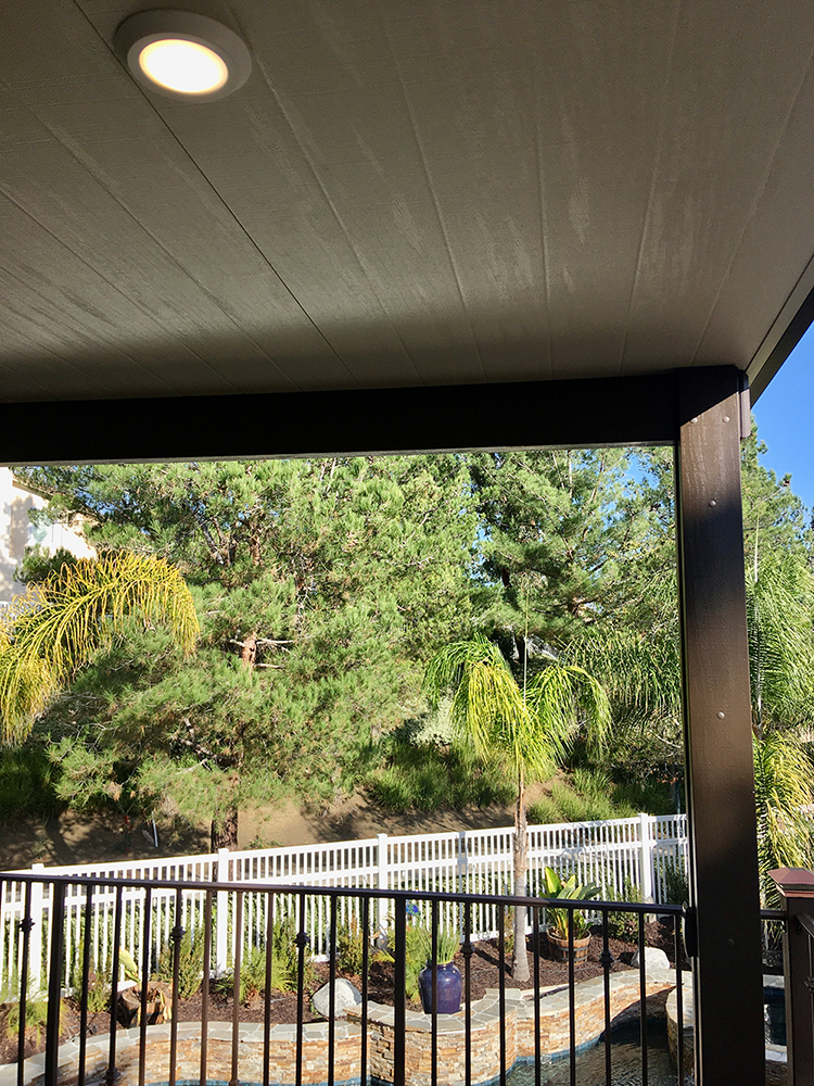 The insulated underside of a Maxx Panel cover with recessed lighting